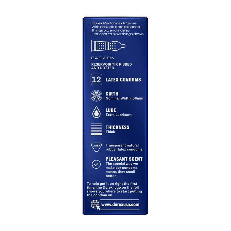 Durex Performax Intense Condoms, Ultra Fine, Ribbed, Dotted with Delay  Lubricant Natural Rubber Latex Condoms for Men, FSA & HSA Eligible, 12  Count