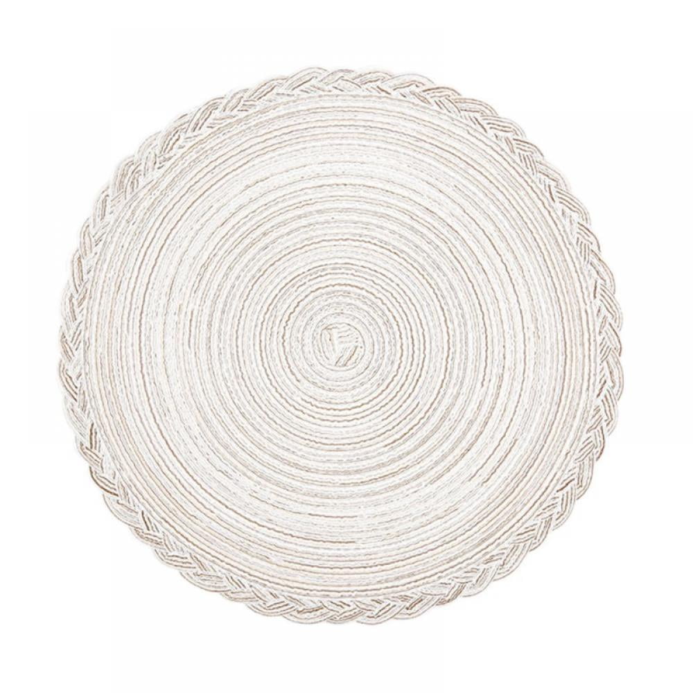 AHHFSMEI Round Braided Placemats 15 Inch Round Table Mats for Dining Tables Woven Heat Resistant Place mats Set of 6 Orange 