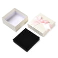 thumbnail image 3 of 24 pc Square Cardboard Jewelry Set Box with Polyester Bowknot Lid Jewelry Storage Case with Velvet Sponge Inside for Necklaces Earrings Rings Pink 7.5x7.4x4.2cm, 3 of 4