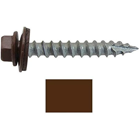 

#14 Metal Roofing Screws(250) Screws x 1-1/2 Dark RED Hex Washer Head Metal Roof Screw-Self Tapping Metal to Wood Sheet Metal Roofing siding Screws-EPDM Washer w/Colored Head Roofing Screws
