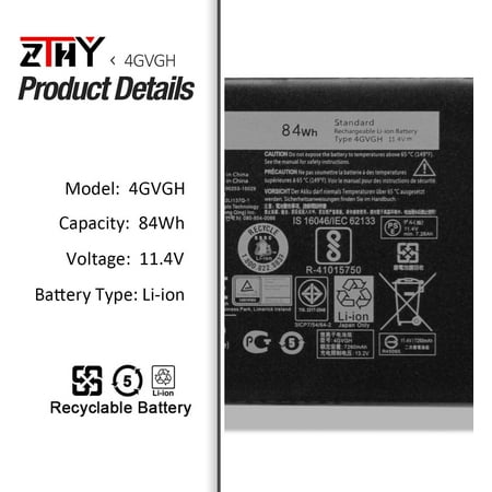 Zthy 84wh 4gvgh Laptop Battery Compatible With Dell Xps 15 9550 P56f P56f001 Dell Precision 5510 Mobile Workstation Walmart Canada