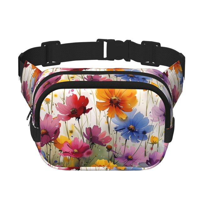 Balery Colorful Wildflower Meadow Mochila Cinturón para Mujeres y Hombres, Bolsa de Cintura Impermeable de Doble Capa con Correa
