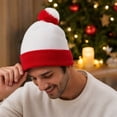 thumbnail image 4 of YZZZJZQL Christmas Adult Red White Striped Knit Beanies Hat Winter Beanie Hat With Pom Pom Beanie For Christmas Halloween Party Hat, 4 of 4