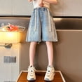 thumbnail image 2 of Ruyang Girls Baggy Jeans Shorts Y2k Hip Hop Streetwear Denim Shorts Unisex Kid Vintage Fashion Bermuda Jorts Star Embroidery Clothes, 2 of 8