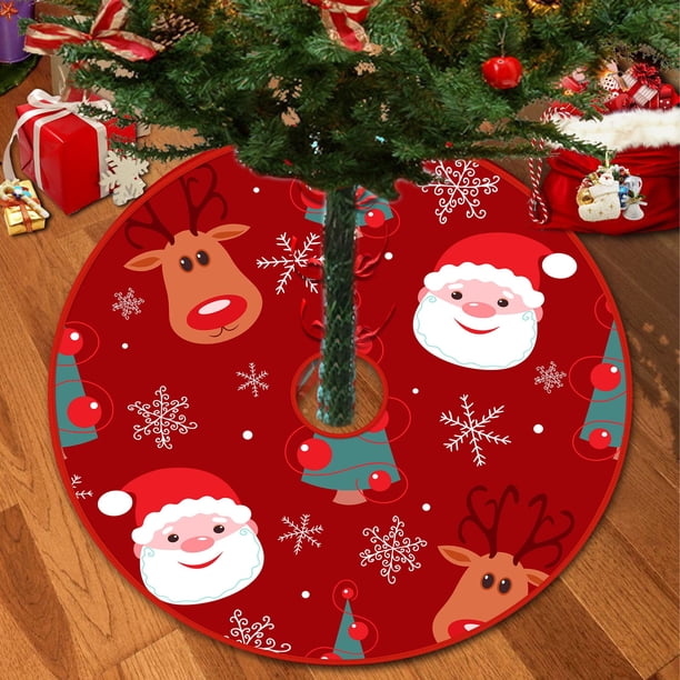 Fiudx Liquidación De Decoración Del Hogar Por Menos De $5 Falda De Árbol De Navidad De 30 Pulgadas Faldas De Árbol De Copo De Nieve De Invierno Adornos De Árbol Navideño De Halloween De Navidad Roja