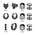 thumbnail image 2 of 6 Pares Aretes Con Piercing Pendientes Runas Hombre NEGRO, 2 of 5