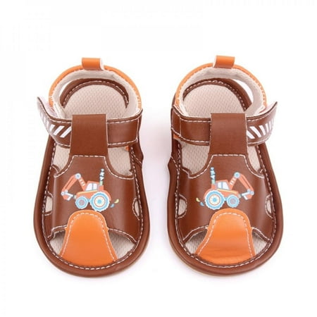 

Baby Clothes Sandals born Infant Baby Clothes Boy Cartoon PU Non-Slip leather Sandals Toddler Rubber Sole First Walkers Size 0-24M