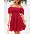 thumbnail image 3 of Vestido Prettygarden para mujer, de verano, con hombros descubiertos, color rojo, talla XL, 3 of 8