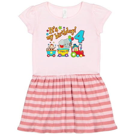 

Inktastic Its My Birthday- Circus Train 4th Birthday Gift Toddler Girl Dress