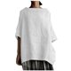 thumbnail image 1 of Gibobby Blusas Casual Blusa de mujer de color liso y camiseta suelta de algodón de lino para mujer（Blanco， L), 1 of 4