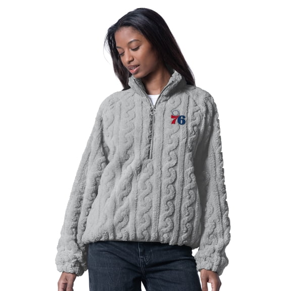 Women's G-III 4Her by Carl Banks  Gray Philadelphia 76ers Champ Half-Zip Pullover
