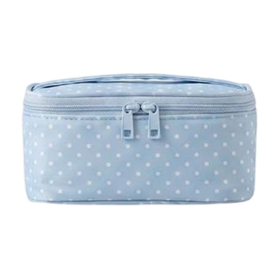 Yhmxh Polka Dot Makeup Bag Cosmetic Organizer Pouch, Waterproof Oxford Fabric Zipper Travel Toiletry Bag, Portable Makeup Aesthetic Accessories Storage Bag for Skincare Brushes Lipsticks