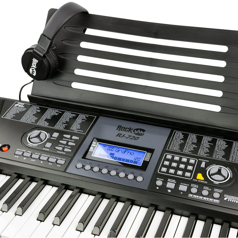 RockJam 61 Key Keyboard Piano With LCD Display Kit, Stand, Headphones, &  Keynote Stickers - Electronic Keyboards - South Portland, Maine