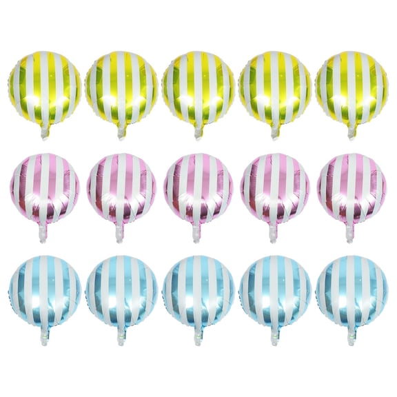 15pcs Multicolor Stripe Balloons Aluminum Foil Round Balloons Helium Balloons for Engagement Proposal Party Wedding Birthday