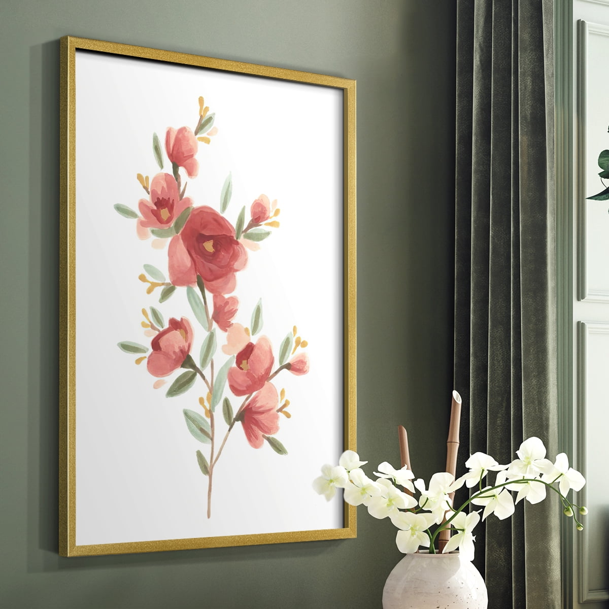 Wildflower Sprig IV Framed Print - Solid Wood in Single Picture Frame Solid Wood 2 Framed Print