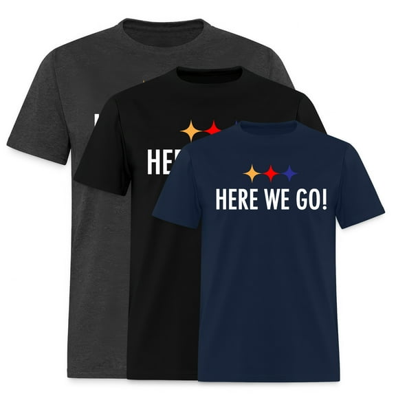 EcoLoom Here We Go Steelers Dark Short Sleeve Unisex T Shirt Navy-3XL