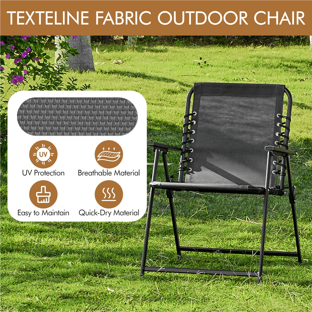 Renwick Set of 2 Outdoor Folding Dining Chairs with Armrests, Dark Gray