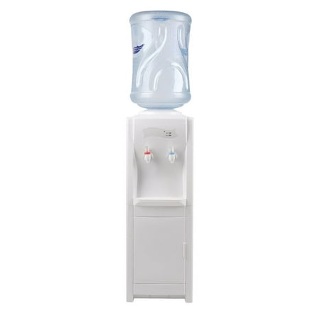 Top Loading Water Cooler Dispenser 5 Gallon Normal Temperature Water And Hot Bottle Load Electric (White with Storage Cabinet)