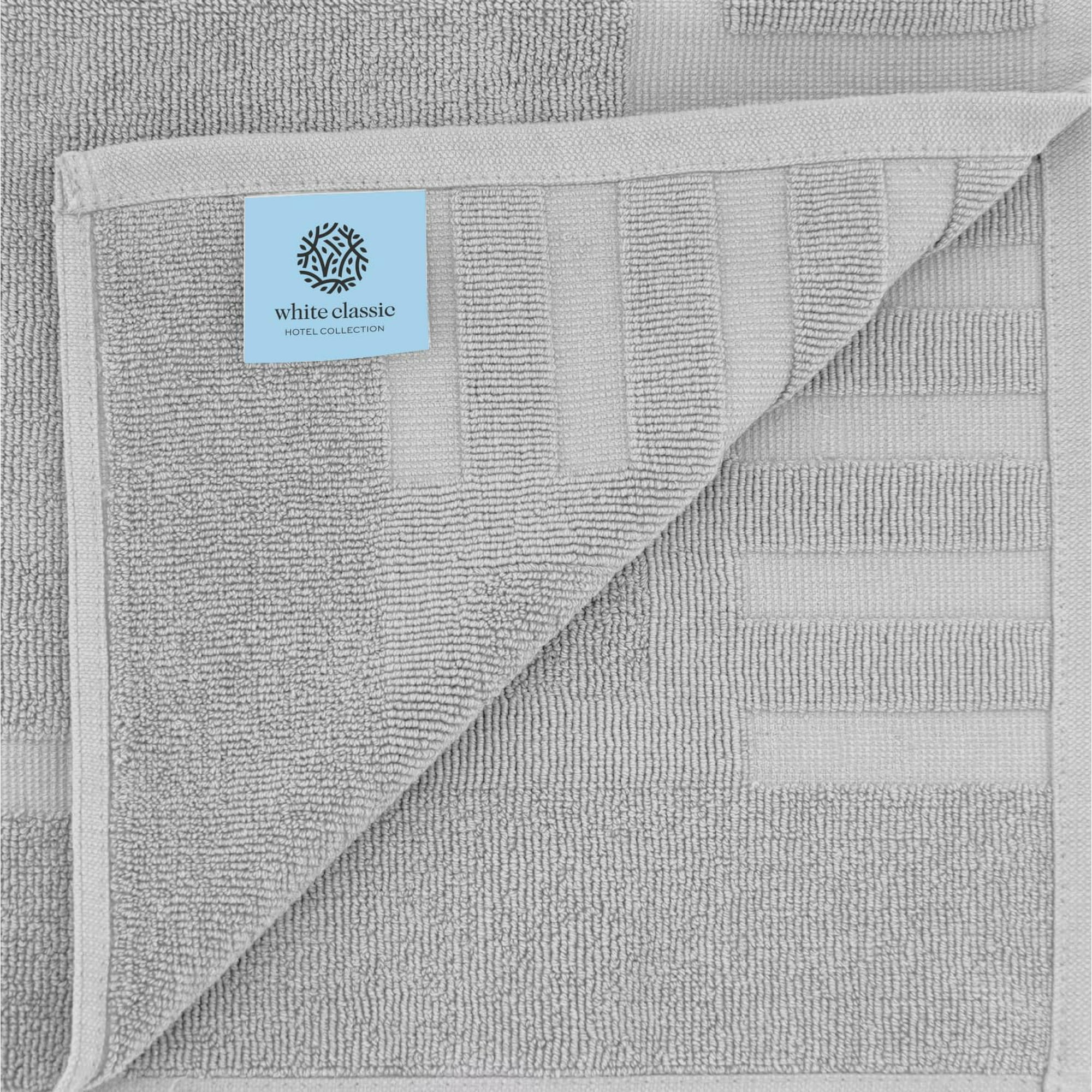White Classic Hotel Collection Absorbent Cotton Bath Mats, Spa Reversible Floor Towels, not a Bathroom Rug, Dolphin Gray, 22 x 34, 2 Pack