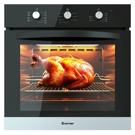 Costway 24'' Electric Built-In Single Wall Oven 220V Tempered Glass Push Buttons