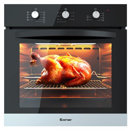 Costway 24'' Electric Built-In Single Wall Oven 220V Tempered Glass Push Buttons (Best Electric Double Wall Ovens Reviews)