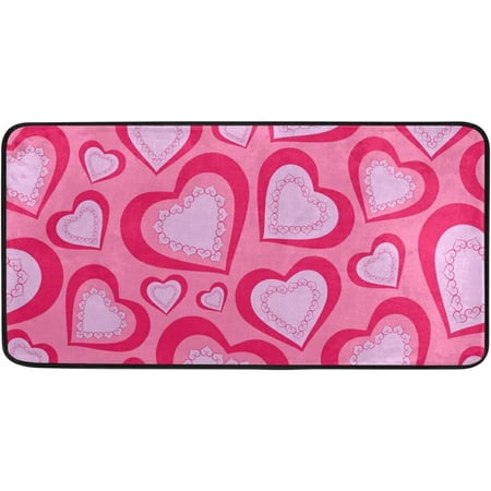 

Hyjoy Valentine s Day Love Heart Kitchen Rug Non-Slip Bath Rug Doormats Anti Fatigue Runner Comfort Floor Mat 39 x 20 Inch