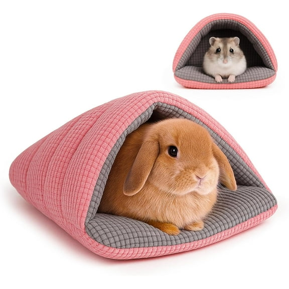 Pink Bunny Bed Hideout, Burrow Rabbit Bed, Bunny Hut, Guinea Pig Hide Out, Dwarf Rabbit Hideway, Soft & Washable, Hamster Chinchilla Small Pets