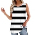 thumbnail image 2 of Fengqque Womens Tank Tops Summer Casual Sleeveless Tops Loose Striped Crewneck Pleated Shirt Basic Tees Black XL(XL), 2 of 5
