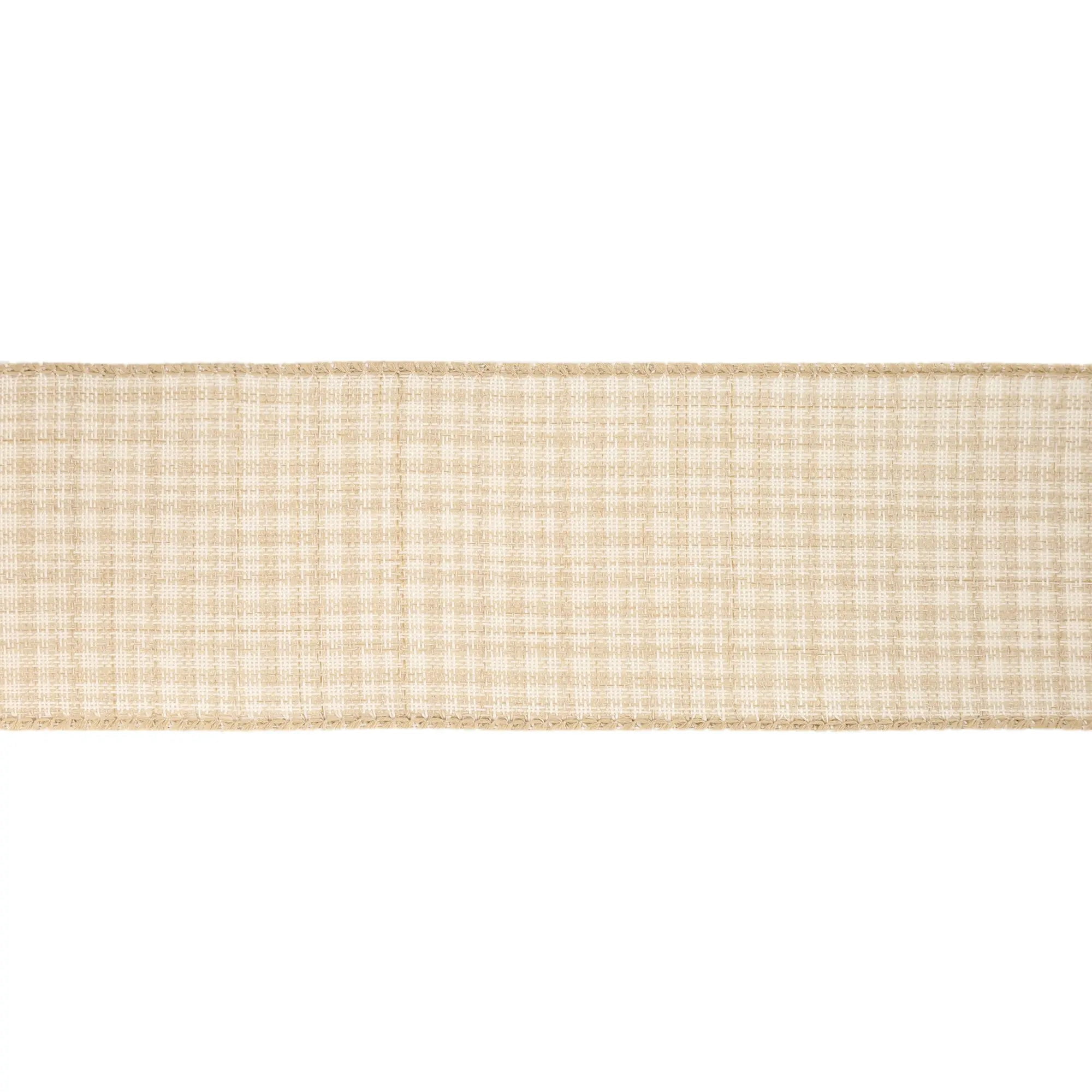 LaRibbons 2 1/2" Wired Ribbon, Light Brown Plaid, 10 Yard Roll
