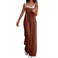 thumbnail image 2 of Womens Casual Loose Jumpsuits Summer Boho Wide Leg Rompers Sleeveless Overalls with Pockets Coffee 2XL, 2 of 8