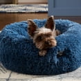 thumbnail image 4 of NICOLE MILLER NEW YORK PET Ellie Fuzzy Solid Donut Pet Bed, Plush, Cozy & Calming, Water Repellent, Non-Slip Bottom, 100% Machine Washable, Blue, X-Small 19"x19"x7" Round, 4 of 13