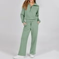 thumbnail image 5 of longantii Sweatsuits Women 2 Piece Outfit Half Zip Pullover and Sweatpants Matching Lounge Sets Travel Comfiest Airport Outfits Mint Green M, 5 of 6