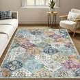 thumbnail image 2 of Hasoo Traditional Indoor Living Room Bedroom 8' x 10' Area Rug Non-Slip Machine Washable Carpet, Purple/Orange, 2 of 6