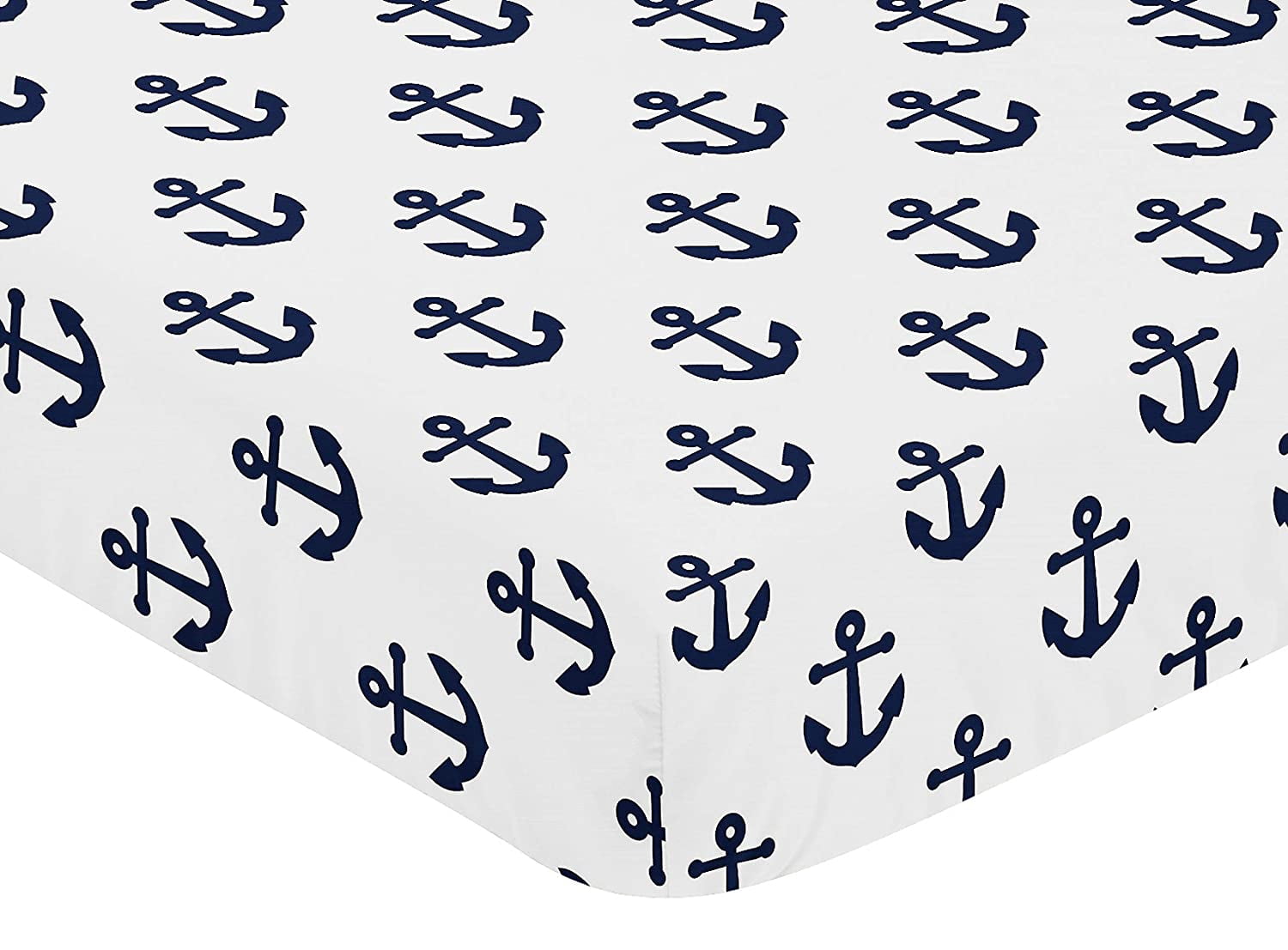 Sweet Jojo Designs Sailor Navy Blue and White Fitted Crib Sheet
