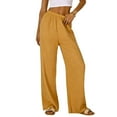 thumbnail image 2 of Clothes for Women Summer Mid Waist Wide Leg Palazzo Pants Casual Loose Fit Solid Color Trousers Classic Long Pants, 2 of 7