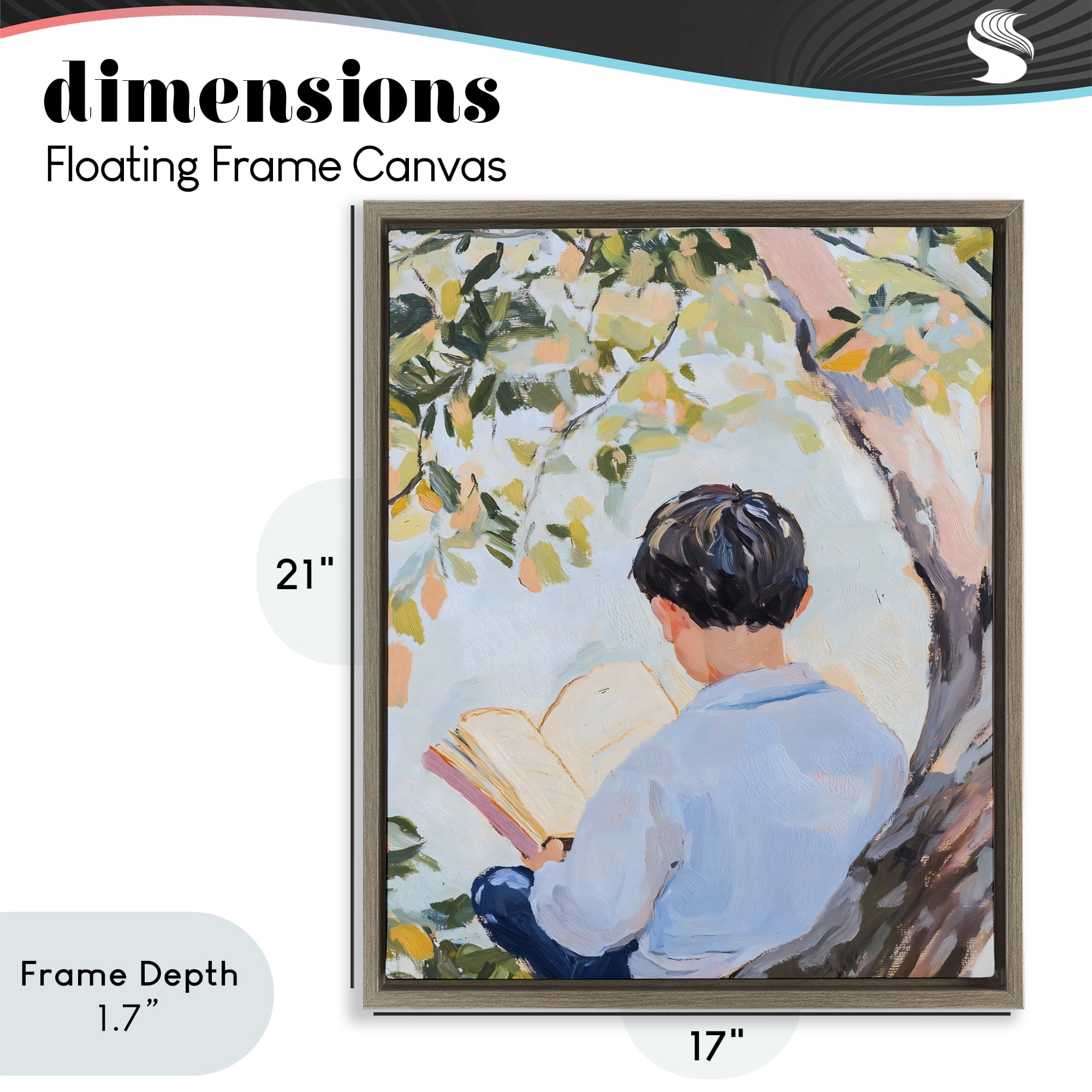 Stupell Industries Boy Reading in Nature Brown Framed Floater Canvas Wall Art, design by The Prints Vibe