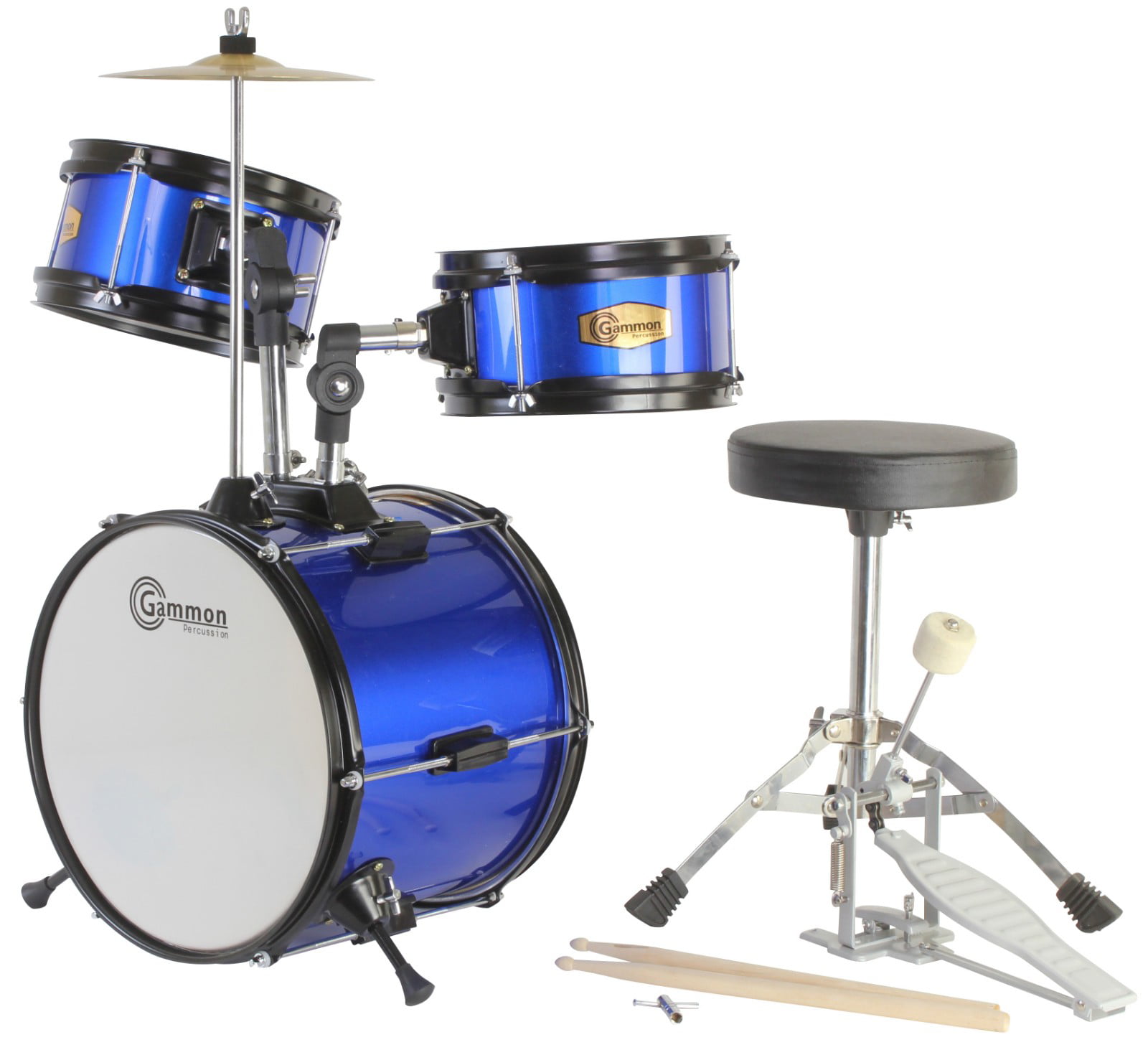 Gammon Percussion JR1042 BLACK Drum Set Complete Junior Kids Childrens Size with Cymbal Stool Sticks Everything You Need to Start Playing Black 
