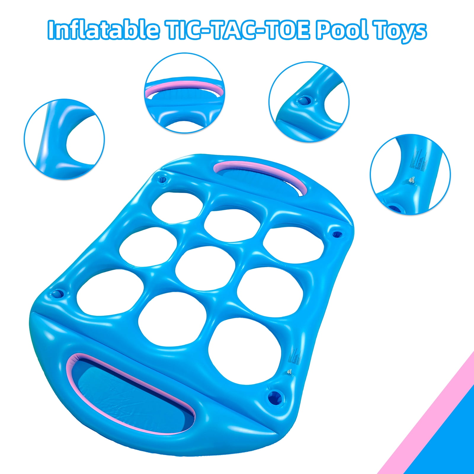 Pool Toys Games Set, Inflatable Floating Tic-Tac-Toe with 12 Balls, Cup Holder and Fruits Colder for Adults Teens Kids 2-8 Players