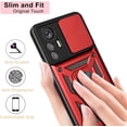 thumbnail image 3 of for Xiaomi Redmi Note 12S 4G Case with Slide Camera Cover for Men, Military Grade Drop Phone Cover Case with Rotate Ring Kickstand for Xiaomi Redmi Note 12S 4G SJ Red, 3 of 16