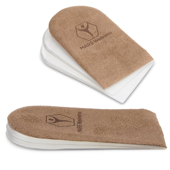 Elevador de talón de gel MARS WELLNESS ajustable de 3 capas con suave gamuza