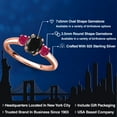 thumbnail image 2 of Gem Stone King 18K Rose Gold Plated Silver Black Sapphire and Red Ruby Engagement Ring for Women | 1.60 Cttw | Oval 7X5MM | Gemstone September Birthstone | Size 7, 2 of 6