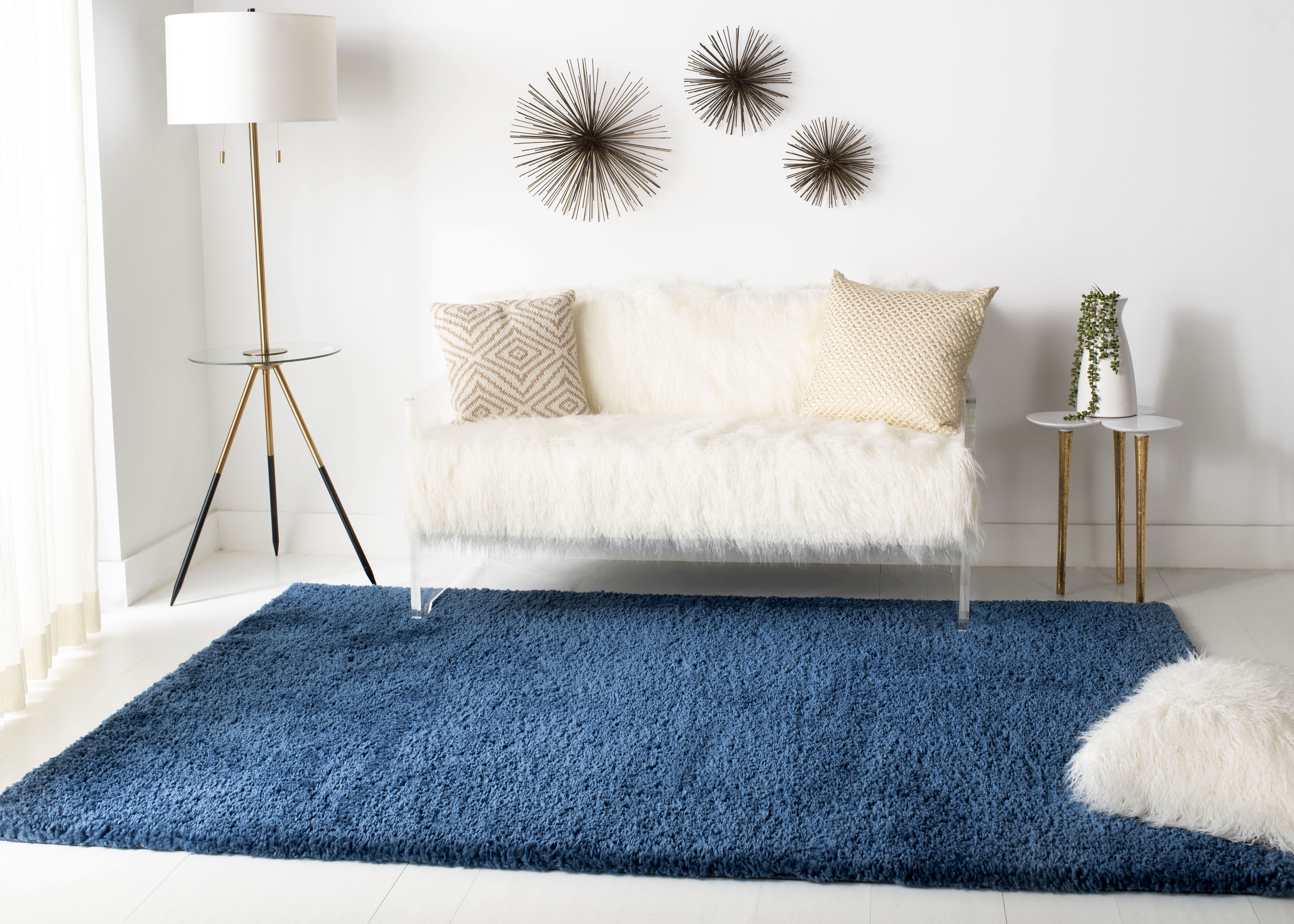 Safavieh August Carlene Solid Plush Shag Area Rug, Navy, 6' x 8'