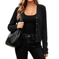 thumbnail image 3 of Meichang Cropped Cardigan Sweaters for Women 2026 Fall Long Sleeve Lightweight Button Front Cardigans Open Front Cardigan Black S, 3 of 9