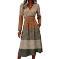 thumbnail image 3 of Long Sleeve Midi Dresses for Women Floral Long Sleeve V Neck Dresses High Waist A-Line Swing Sundress, 3 of 4