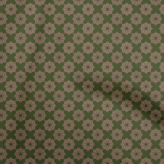 oneOone Cotton Cambric Dark Green Fabric Asian Floral Tiles Dress Material Fabric Print Fabric By The Yard 56 Inch Wide