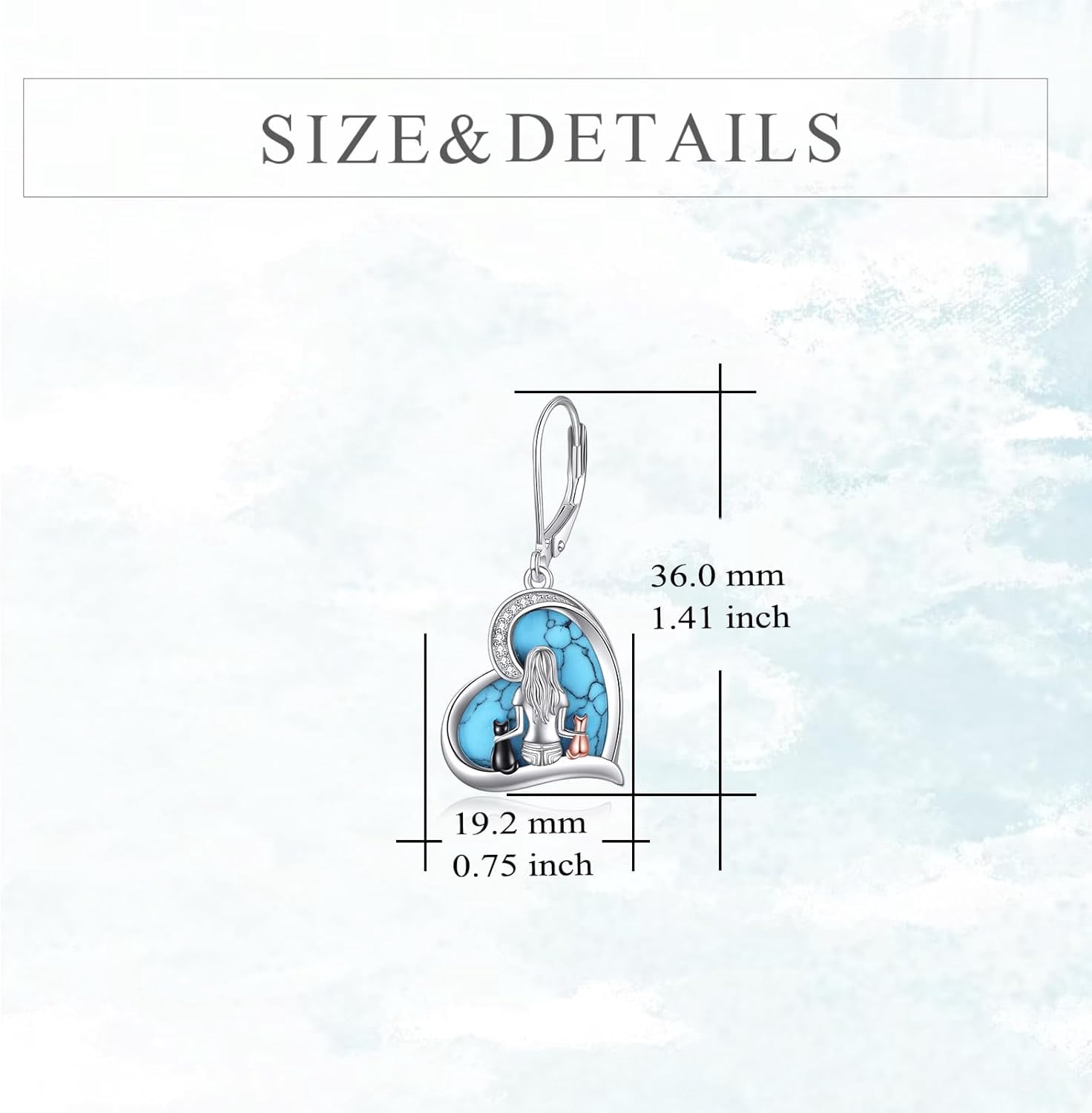 Cat Earrings Sterling Silver Dangle Drop Leverback Earrings Jewelry Gifts for Women