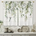 thumbnail image 5 of Farmhouse Eucalyptus Kitchen Curtains Boho Rustic Foral Flower Botanical Sage Green Leaf Small Short Cafe Window Curtains Plant Bathroom Window Drapes Treatment Tier Curtains (27.5x39 Inch), 5 of 6
