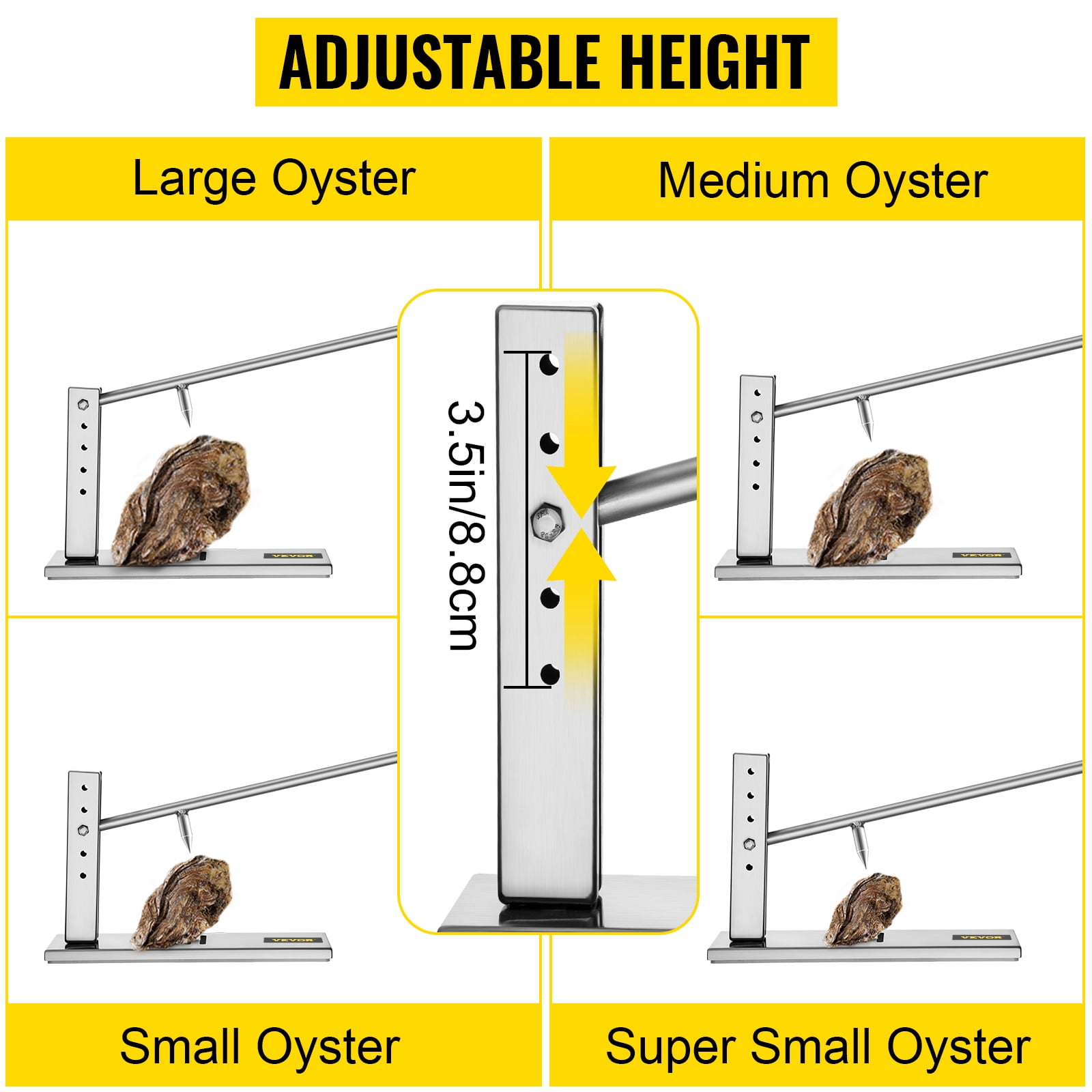 VEVOR Oyster Shucker Machine, Adjustable Oyster Shucker Tool Set, Stainless Steel Cutter Head Oyster Shucking Tool, Clam Shucker Tool with Handle & Clamp for Shellfish Clam in Hotel Buffets and Home