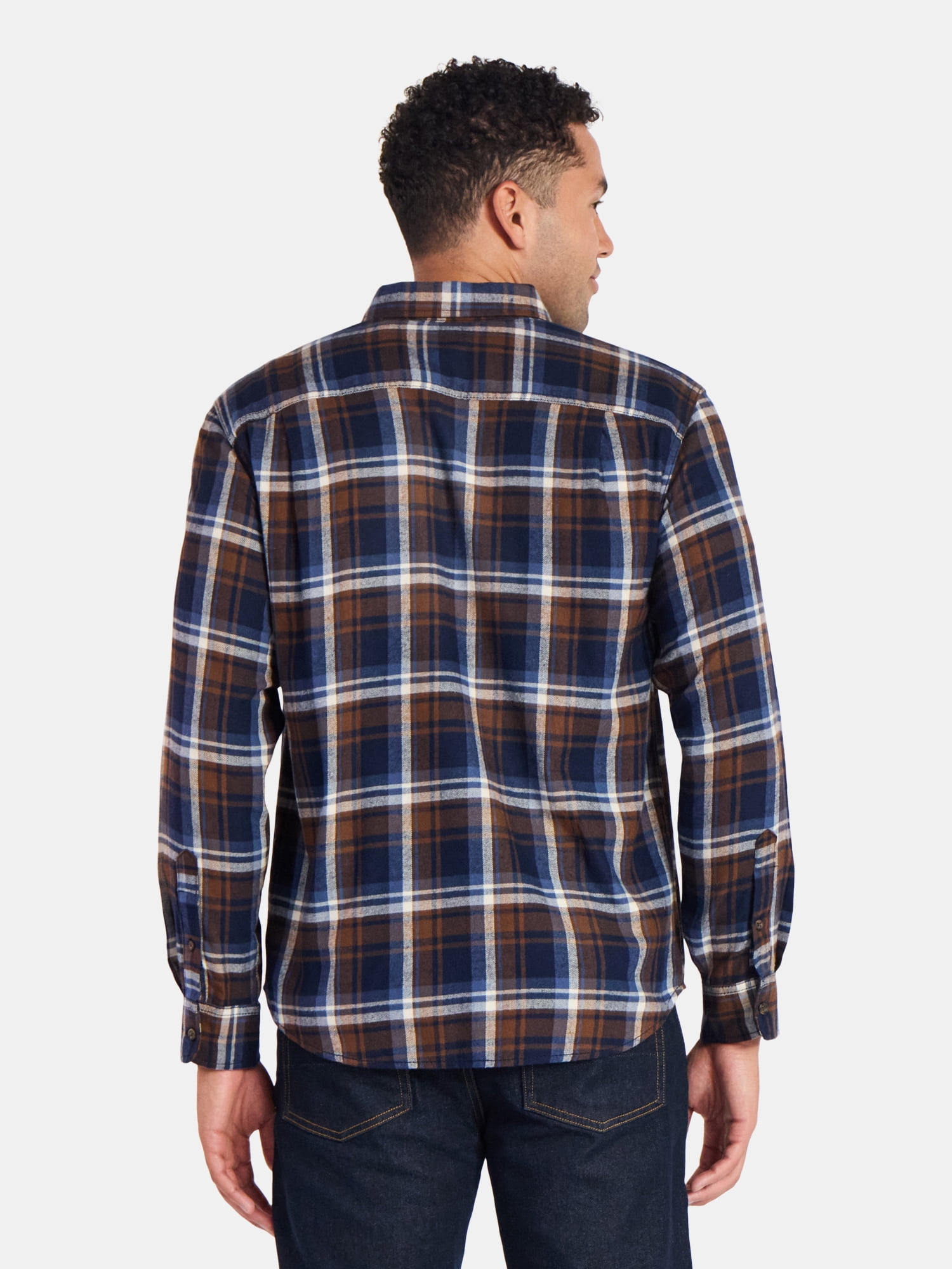 George Men's and Big Men's Double Pocket Flannel Shirt, 2 Pack, Sizes XS-3XLT