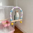thumbnail image 2 of KOYPTL Wooden Bird Swing for Cockatiels Parrot Perch Hanging Toys Parakeets Birdcage Stands Cage Playground Play Gyms Accessories Colorful Bead Bell Climbing Toy for Lovebirds Conures Budgies, 2 of 6